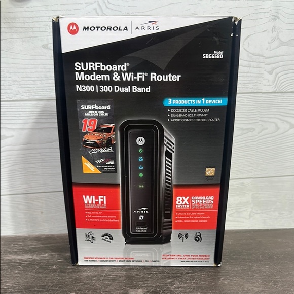 Motorola SURFboard BModem & Wi-Fi Router N300/300 Dual Band SBG6580 - Picture 1 of 11